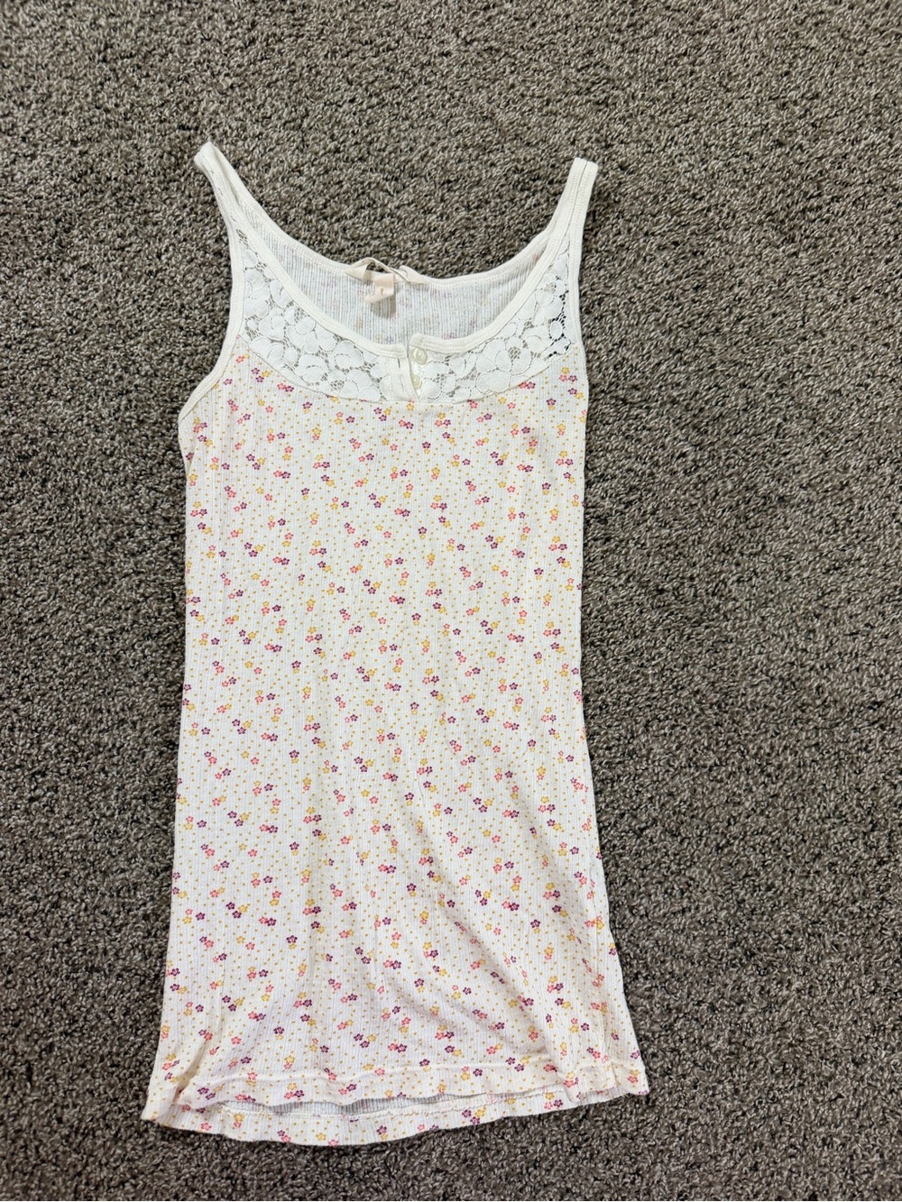 White Aeropostale Floral Lace Trim Tank Top